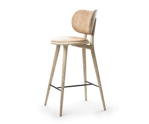 The High Stool Barstool w. Back Matt Lacquered Oak 74 cm