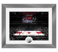 The Highland Mint Nba Chicago Bulls Court Silver Coin Frame Collectible Red