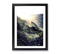The Highlands In Scotland In Abstract Modern Framed Wall Art Print, Ready to Hang Picture for Living Room Bedroom Home Office Décor, Black A3 (34 x 46 cm)