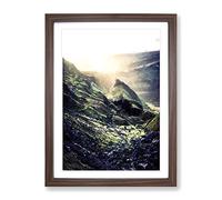 The Highlands In Scotland In Abstract Modern Framed Wall Art Print, Ready to Hang Picture for Living Room Bedroom Home Office Décor, Walnut A3 (34 x 46 cm)