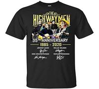The Highwaymen 35Th Anniversary 1985- Signature T-Shirt Black-Navy Men- for Youth Middle-Age Old Age Tee Shirt Size S