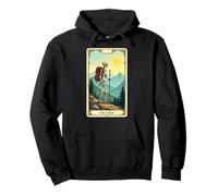 The Hiker Tarot Card Skeleton Mountain Hiking Pullover Hoodie
