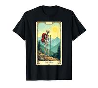 The Hiker Tarot Card Skeleton Mountain Hiking T-Shirt