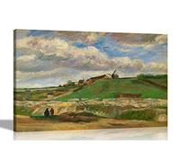 The Hill of Montmartre with Stone Quarry by Vincent Van Gogh Canvas Wall Art | Framed Pictures for Living Room, Office, Bedroom 40 x 30cm (16 x 12 inches) A3
