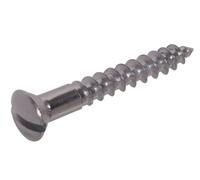 The Hillman Group The Hillman Group 1186 Brass Chrome Plated Oval Head Slotted Wood Screw 8 x 1 in. 30-Pack