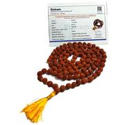 The Himalayan River 5 Mukhi Rudraksha Mala (108+1 Beads, 6mm, Light Brown) - Natural & Certified Japa Mala for Prayer and Meditation - Unisex Rudraksha with Authentic Certificate