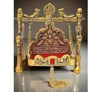 The Himalayan River Golden Krishna Jhula for Laddu Gopal | Decorative Bal Gopal Swing for Mandir, Puja & Janmashtami Celebrations | Metal Gopal Palana (Gold)