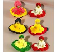 The Himalayan River Laddu Gopal Ji Winter Wool Dress Set, Handcrafted Designer Mix Colour Poshak with Cap, Traditional Warm Clothing, Size 0-1, 6 Pieces