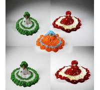 The Himalayan River Laddu Gopal Premium Woolen Winter Dress Set, Multi Colour Designer Poshak with Cap, Handcrafted Moti Work, Size 3-4, Pack of 5