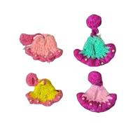 The Himalayan River Laddu Gopal Winter Collection, Woolen Moti Design Poshak with Cap, Designer Krishna Ji Dress, Handmade Wool, Pack of 4, Size 0-1