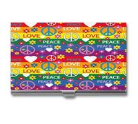The Hippie Peace Love Business Card Holder,Slim Professional Card Case, Ideal Business Card Organizer and Gift Card Holder for Men Women