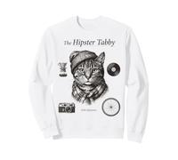 The Hipster Tabby Cat Felis Hipsterus Vintage Engraving Sweatshirt