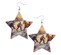 The hockey game was very competitive Prints Leather star earrings Pendant Stylish and light Lightweight Dangle for Women Girls, One Size, Leather, No Gemstone