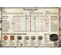 The Hockey Rink Infographic Metal Tin Sign Vintage Hockey Player Knowledge Retro Poster Aluminum Sign for Hockey Club Plaque Decoration Home Garage Farmhouse Wall Decor 12x16 Inches