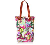 The Holiday Shop London Womens Canvas Beach Bag Tropical Canvas and Beach Tote Bag Multicolour (White/Pink/Yellow)