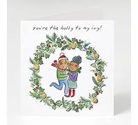 The Holly to My Ivy, a 150mm square festive Christmas greetings card featuring Rosie Brooks artwork, message inside reads "Merry Christmas"