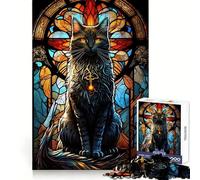 The Holy Cat Window Jigsaw Puzzle 1000 Piece for Adults Strong Logic Toy Anxiety Relief Clear Edge Festival Gift (50x75cm)