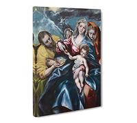 The Holy Family By El Greco Classic Painting Canvas Wall Art Print Ready to Hang, Framed Picture for Living Room Bedroom Home Office Décor, 24x16 Inch (60x40 cm)
