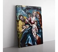The Holy Family By El Greco Classic Painting Canvas Wall Art Print Ready to Hang, Framed Picture for Living Room Bedroom Home Office Décor, 60x40 cm (24x16 Inch)