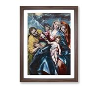The Holy Family By El Greco Classic Painting Framed Print | A2 Walnut Framed Wall Art | Ready to Hang | Classic Historical Picture | Living Room Bedroom Lounge Office