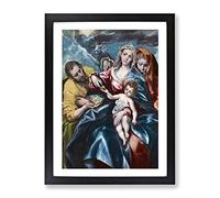 The Holy Family By El Greco Classic Painting Framed Wall Art Print, Ready to Hang Picture for Living Room Bedroom Home Office Décor, Black A3 (34 x 46 cm)
