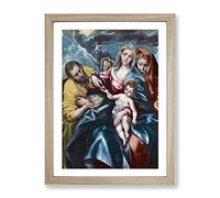 The Holy Family By El Greco Classic Painting Framed Wall Art Print, Ready to Hang Picture for Living Room Bedroom Home Office Décor, Oak A4 (34 x 25 cm)
