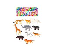 The Home Fusion Company 10 Assorted Mini Jungle Zoo Plastic Animal Figures Elephant Tiger Giraffe Toys