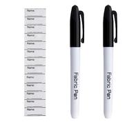 The Home Fusion Company 2 x Fabric Pens 20 x Name Tag Labels School Uniform Clothes Permanent Black Ink
