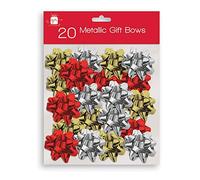 The Home Fusion Company 20 Luxury Metallic Bows Xmas Birthday Present Gift Bows Silver Red Gold Or Mixed
