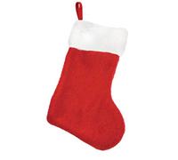 The Home Fusion Company Classic Red And White Christmas Stocking Soft Plush Velvet Feel Xmas Hanging