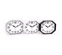 The Home Fusion Company Modern Deco Quartz Large Octagonal Wall Clock 32 x 26cm Black Grey Or White