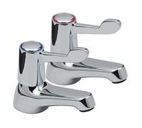 The Home Store Lever Basin Sink Taps Easy Use 1/4 Turn Chrome Pair 1/2" Hot Cold Set Faucet