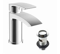The Home Store | Waterfall Modern Cloakroom Basin Mixer Sink Tap Small Chrome Lever Faucet SB07WOW