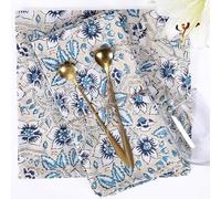 The Home Talk 100% Cotton Fall Cloth Designer Dinner Napkins, Handblock Print, Washable Durable Linen for Everyday Use Wedding Parties Outdoors Thanksgiving I 18 X 18 Inches I Set of 6 | Uday