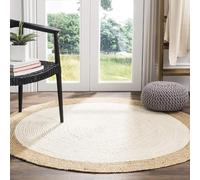 The Home Talk Jute Braided Round Rug - Natural Fiber Rug Rustic Farmhouse Vintage Braided Handwoven Indoor Carpet for Entryway/Kitchen/Frontdoor (White, 120 cm Dia)