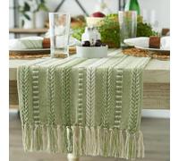 THE HOME TALK Premium Cotton Designer Table Runner -36 x 183 cm(14x72 Inches)-Green|Elegant Décor for Dining Tables|Handcrafted Quality|Stylish Console Décor for Dining Table, Parties, Events