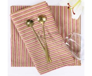 The Home Talk Printed Table Napkins -Cotton Linen Blend Dinner Cloth Napkins for Parties,Dinners, Weddings, Cocktail&Christmas Décor|Soft,Reusable&Machine Washable|18 x 18 Inches (6, Stripes)