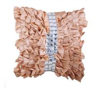 The HomeCentric Beige Throw Cushion Covers, Vintage Style Ruffles With Crystals Shabby Chic 35x35 cm (14x14 inch) Cushion Covers, Satin Cushioncase, Geometric Modern - Vintage Diamonds
