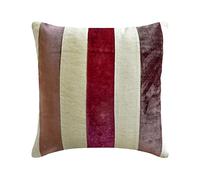 The HomeCentric Berry 45x45 cm (18"x18") Toss Cushion Covers, Velvet Patchwork Toss Cushion Covers, Striped Pattern Modern Style - Velvet Band Berry