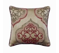 The HomeCentric Burgundy Cushion Covers Pack of 2, 60x60 cm (24"x24") (24"x24" inch), Jacquard Silk Throw Pillow Covers for Sofa, Couch, Bed, Decorative Damask Victorian Style - Berry Damask Galore
