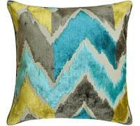 The HomeCentric Decorative Blue 45x45 cm (18"x18") Accent Cushion Covers, Velvet Chevron Accent Cushion Covers, Abstract Pattern Modern Style - Cordelia