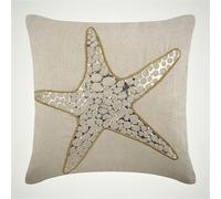 The HomeCentric Decorative Cushion Covers 30 x 30 cm Beige, Cotton Throw Cushion Covers, Cushion Covers, Modern Throw Pillow Covers - Gold Scaly Starfish