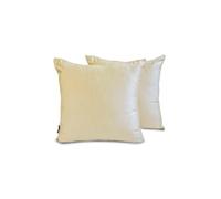 The HomeCentric Decorative Cushion Covers Cream Pack of 2, 50x50 cm (20"x20") Satin Solid Toss Cushion Cover For couch, Solid Modern Style - Cream Satin Slub