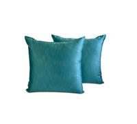 The HomeCentric Decorative Cushion Covers Turquoise Pack of 2, 35x35 cm (14"x14") Satin Solid Cushion Cover For Sofa, Solid Modern Style - Turquoise Slub Satin