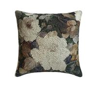 The HomeCentric Decorative Grey 35x35 cm (14"x14") Toss Cushion Covers, Cotton & Linen Beaded Printed Toss Cushion Covers, Floral Pattern Modern Style - Rada