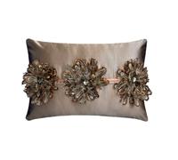 The HomeCentric Decorative Lumbar Cushion Covers Brown 30x40 cm (12"x16") Satin Feather Pillow Cushion Covers For Sofa, Couch, Bed And Patio, Floral Modern Style - Plume Petal