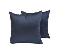 The HomeCentric Decorative Lumbar Cushion Covers Midnight Blue Pack of 2, 30x50 cm (12"x20") Art Silk Plain & Solid Cushion Cover For Sofa, Solid Modern Style - Midnight Blue Luxury