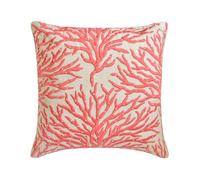 The HomeCentric Decorative Peach 30x30 cm (12"x12") Accent Cushion Covers, Linen Coral Embroidery, Pearl, Beach & Sea Theme Accent Cushion Covers, Floral Pattern Modern Style - Coraline