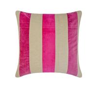 The HomeCentric Decorative Pink Pack of 2, 45x45 cm (18x18 inch) (18"x18") Accent Cushion Covers, Velvet Patchwork Color Blocking Accent Cushion Covers, Striped Pattern Modern Style - Velvet Band Pink
