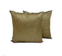 The HomeCentric Decorative Plain Cushion Cover Antique Gold Pack of 2, 30x30 cm (12"x12") Toss Cushion Covers, Art Silk Plain & Solid Cushion Cover For couch, Solid Modern Style - Antique Gold Luxury